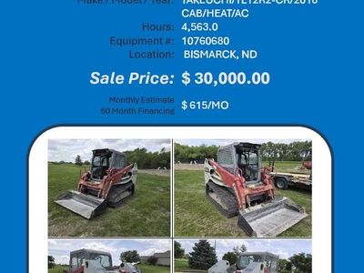 Skid Steer Track machine TL12 Takeuchi 4563 hrs 2018 is Bismarck ND