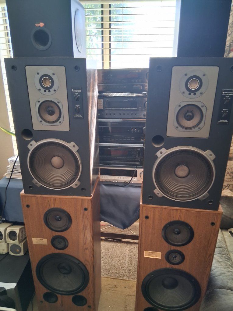 Kenwood 3-Way Floor Standing Speakers - Vintage Audio System Pair, Kenwood speakers, miscellaneous receivers, amps etc. $50.00.
