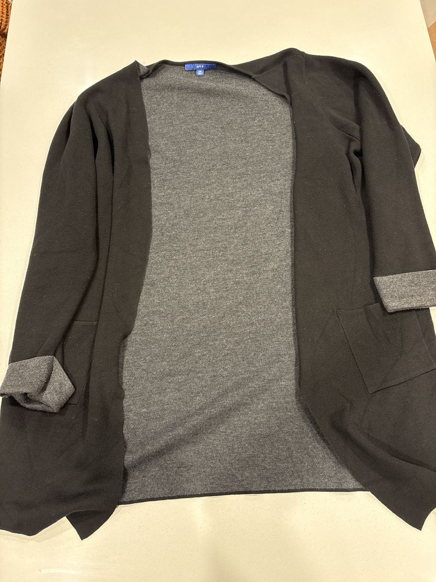 Apt. 9 Black & Gray Open Front Cardigan Sweater Size XXL