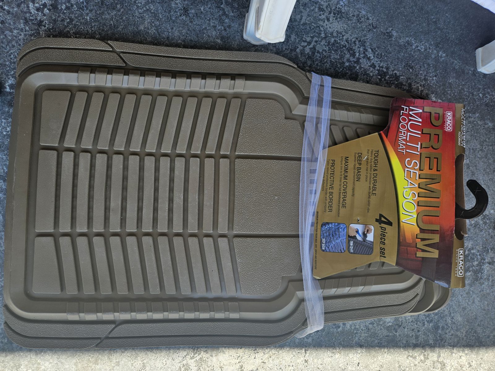 Kraco Premium Multi-Season All-Weather Car Floor Mats - Tan 4-Piece Set - New