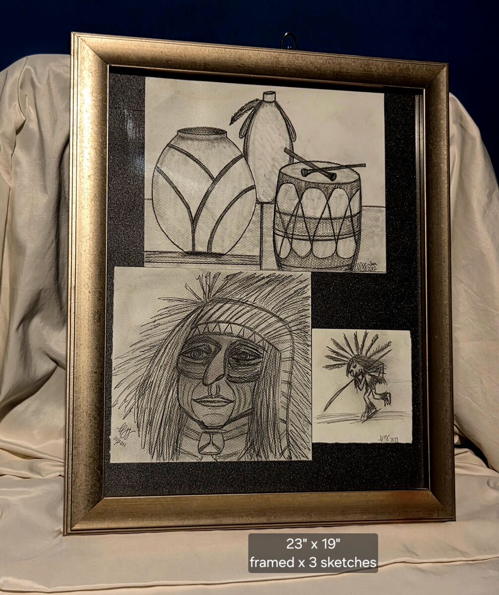 23" x 19" Framed Graphite Sketches