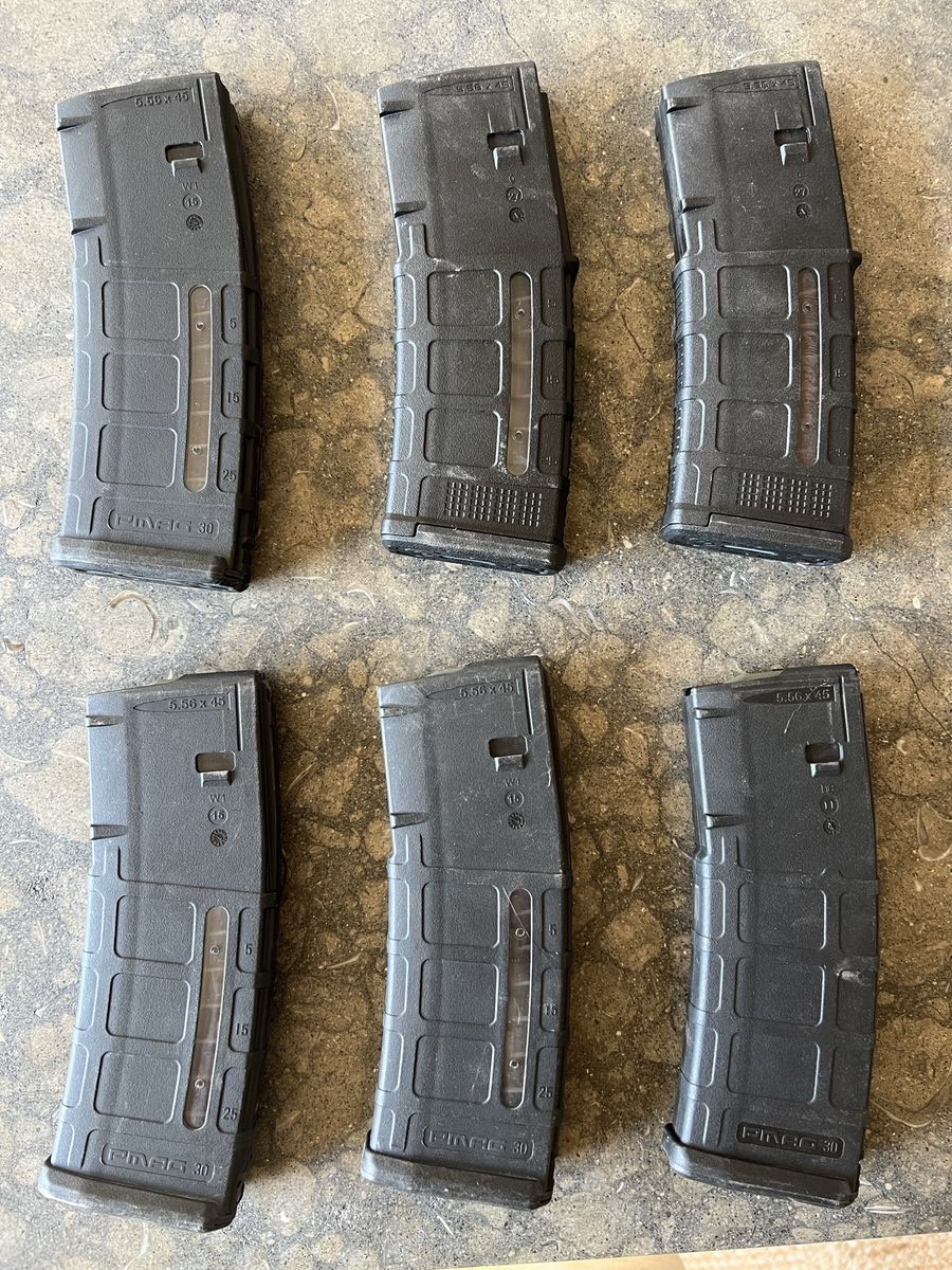 Set of 6 Magpul PMAG 30 AR/M4 5.56x45 Magazines