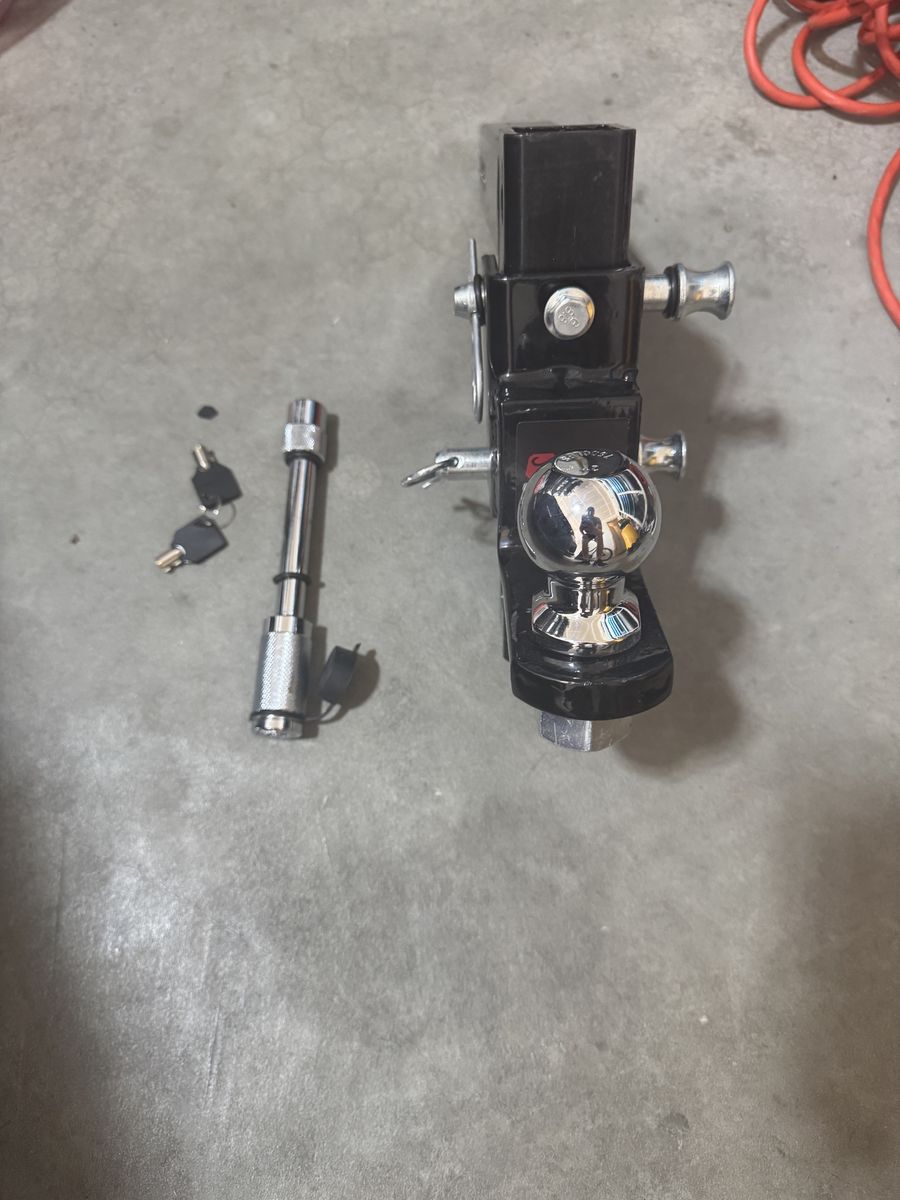 Adjustable Trailer Hitch with Ball Mount and Locking Pin