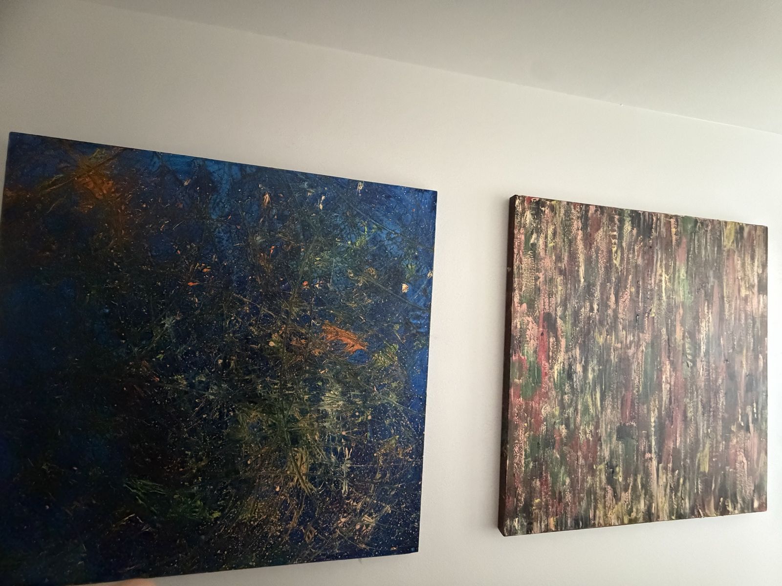 Large Abstract Art Canvas Set - Blue & Earth Tones - Contemporary Wall Decor