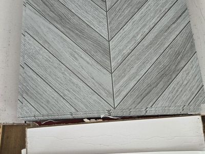 ACCOR HOME 12x12 Grey Chevron Wood Grain Peel & Stick Floor Tiles