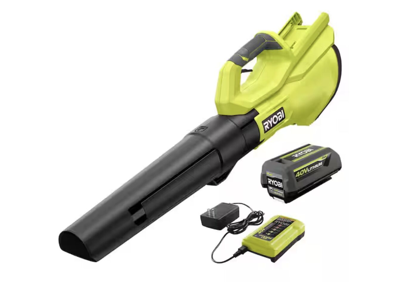 RYOBI 40V 120 MPH 550 CFM Cordless Battery Leaf Blower With 4.0 Ah Battery and Charger