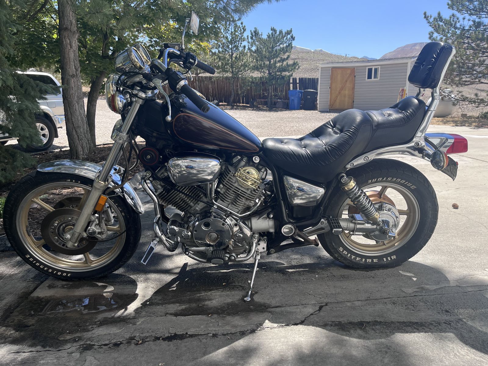 Used Yamaha Virago 750 Cruiser Motorcycle - Black/Gold, Good Condition
