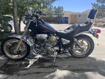 Used Yamaha Virago 750 Cruiser Motorcycle - Black/Gold, Good Condition