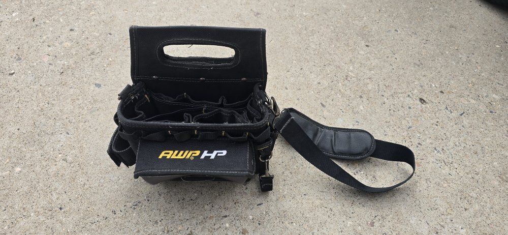 AWP HP Electricians Tool Bag Black with Shoulder Strap - Multi-Pocket Organizer