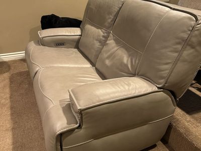Comfortable, Leather Power-Recalling Love Seat
