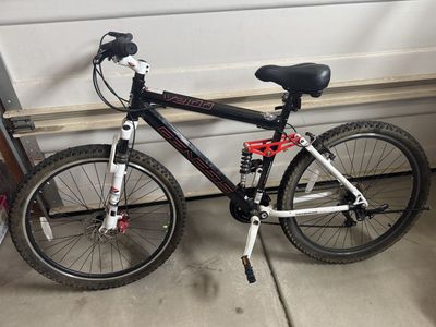 Genesis V2100 Black/Red/White Full Suspension Mountain Bike - Shimano Equipped