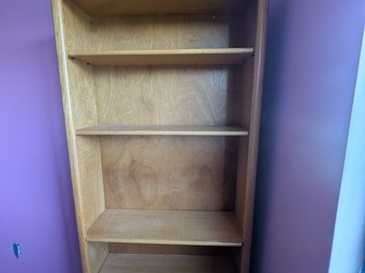 Tall Wooden Bookshelf with Adjustable Shelves - Natural Light Wood Finish