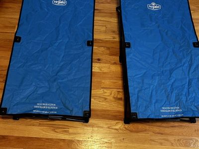 Regalo My Cot Portable Toddler Bed, Blue, Set of 2, Folding Travel Beds for Kids