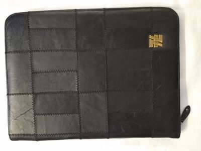 Leather Business Portfolio with Zipper Closure
