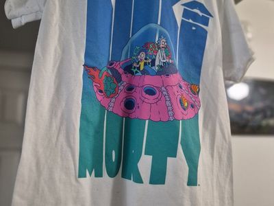 New Adult Swim Rick and Morty White Graphic T-Shirt Small