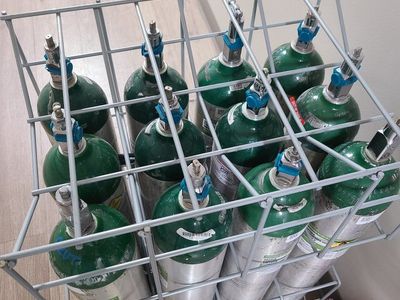 Oxygen Tank Storage Rack - Durable Metal Carrier for Multiple Cylinders