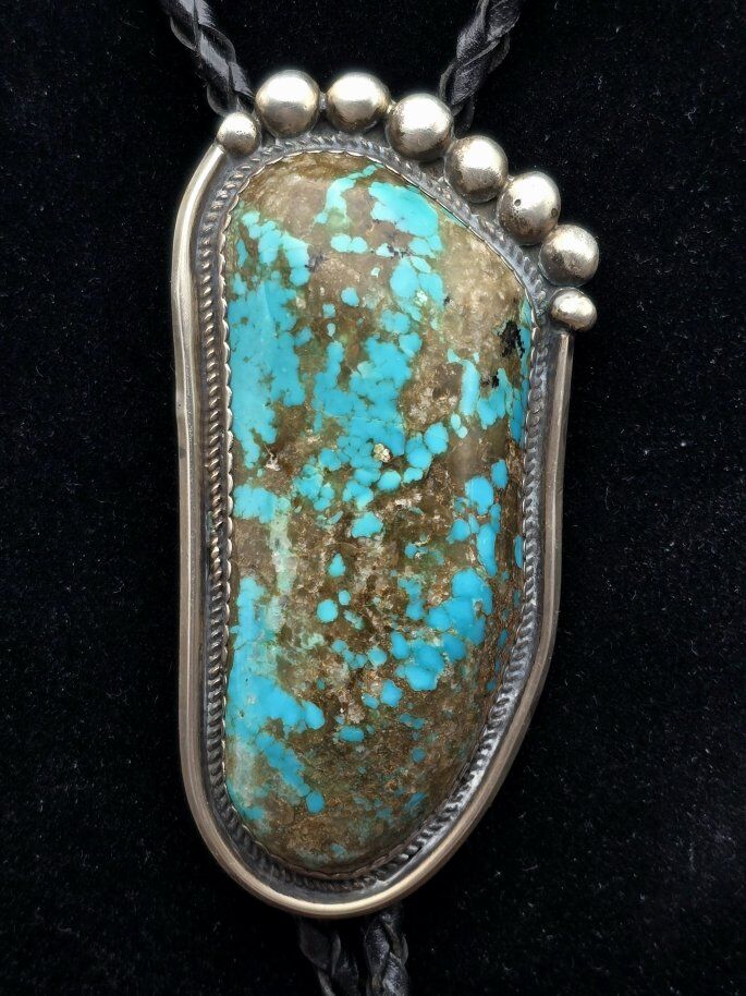 Large Vintage Native American Sterling Bolo Tie
