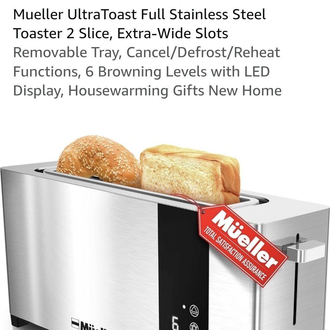 New Mueller UltraToast Extra-Long Slot Stainless Steel Toaster with LED Display
