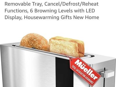 New Mueller UltraToast Extra-Long Slot Stainless Steel Toaster with LED Display
