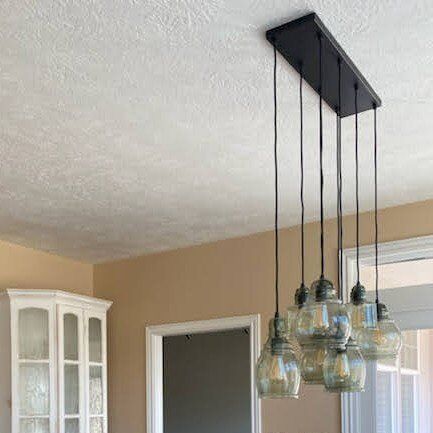 6 light hanging fixture or chandelier. Edison bulb