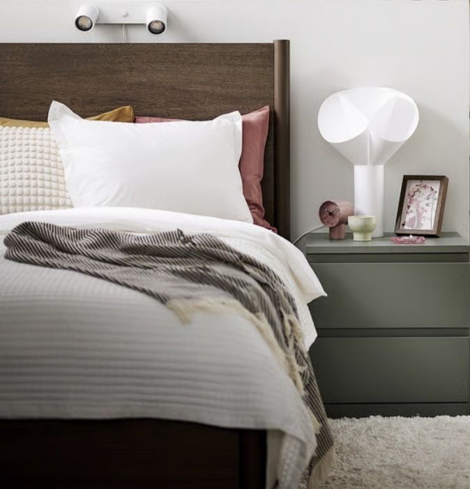 IKEA Askvoll 2-Drawer Nightstand Gray Bedside Table (only one)