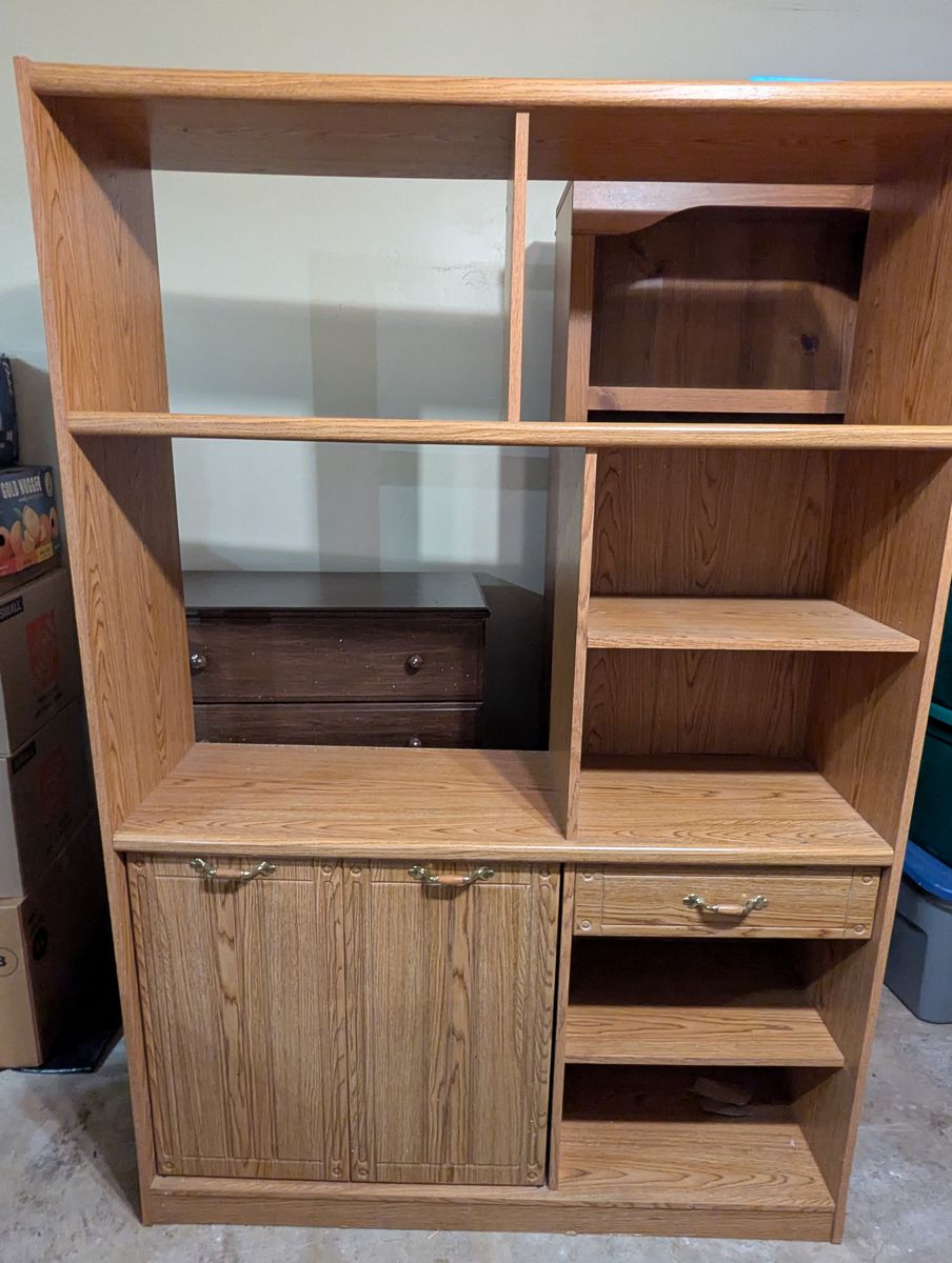 Multi-Functional Wood Storage Cabinet & Bookcase Wall Unit