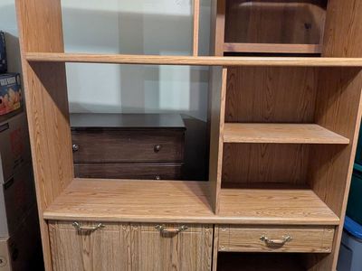 Multi-Functional Wood Storage Cabinet & Bookcase Wall Unit