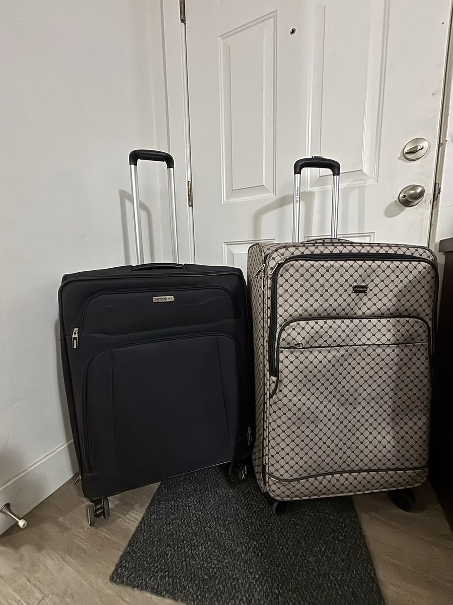 Samsonite & SM Medium Black and Patterned Softside Spinner Luggage Set