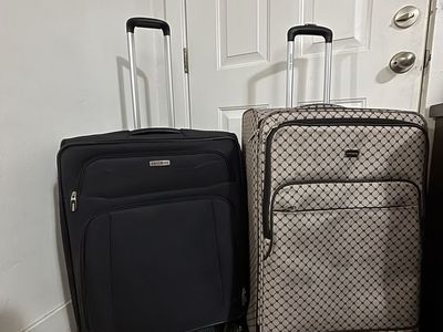 Samsonite & SM Medium Black and Patterned Softside Spinner Luggage Set