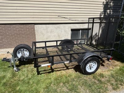 5x8 Utility Trailer with Loading Gate, Spare Tire, Bearing Buddies, Tongue Jack - ATV/Yard Hauler