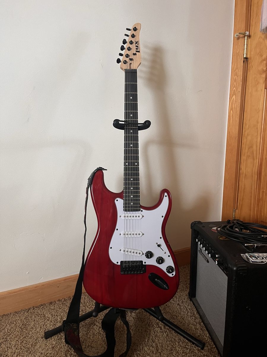 dark red guitar