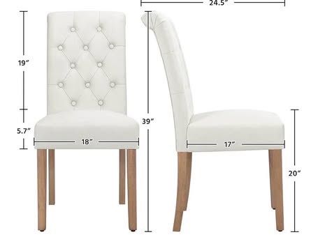 Yaheetech Dining Chairs Set of 2 Beige Fabric Upholstered Button Tufted High Back Wood Legs