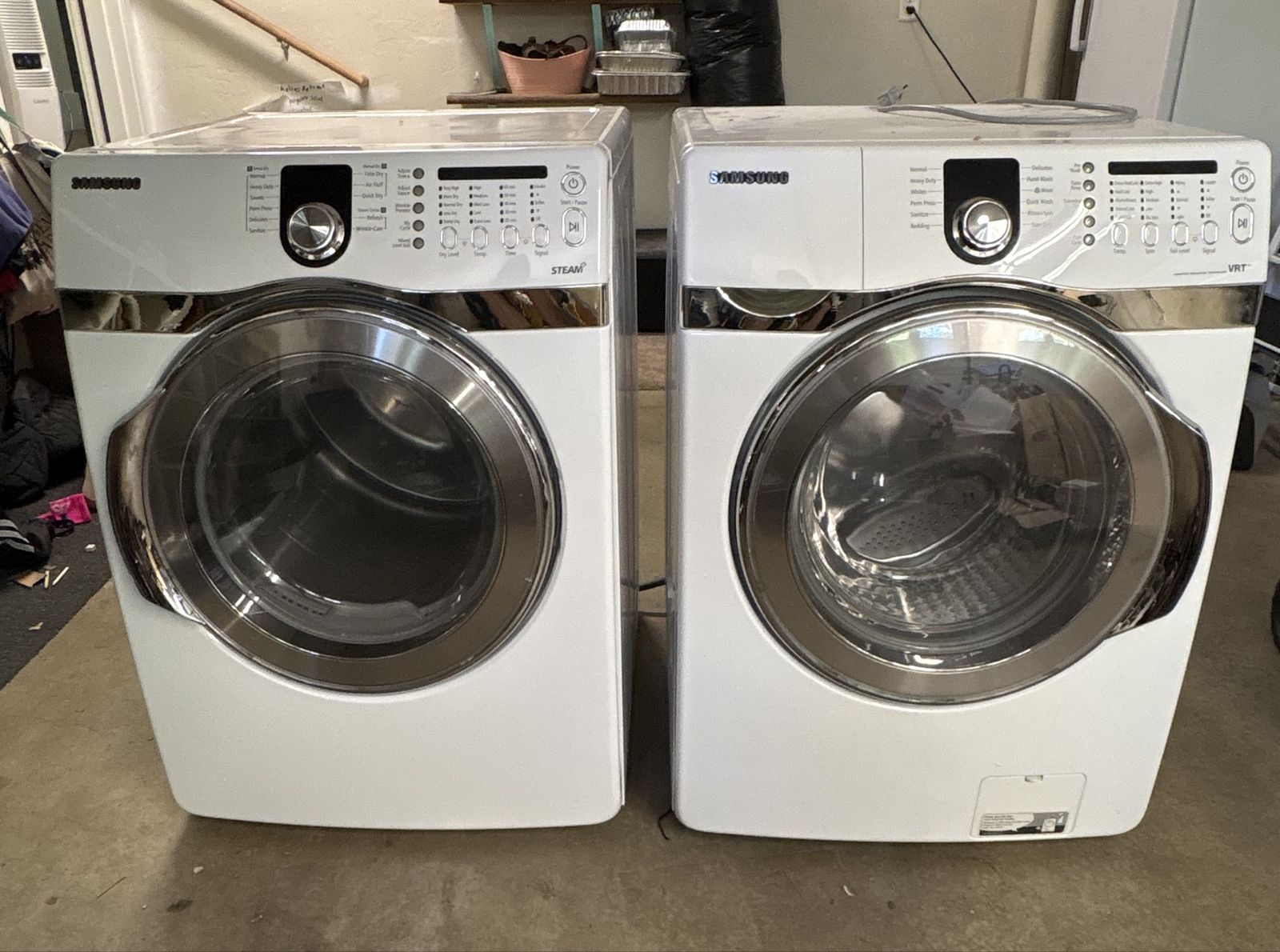 Basically FREE WASHER DRYER Samsung White Front Load Washer & Electric Dryer Set with Steam & VRT Technology