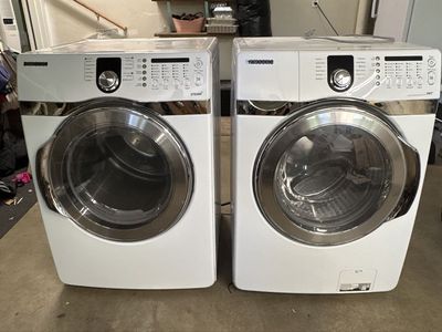 Basically FREE WASHER DRYER Samsung White Front Load Washer & Electric Dryer Set with Steam & VRT Technology