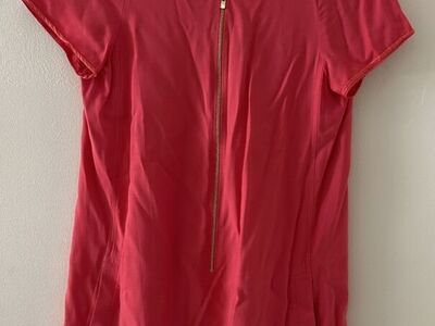 Maje Pink Short Sleeve Gold Zipper Front Dress 2