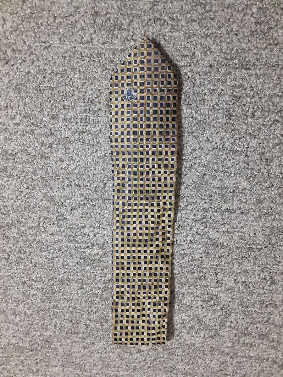 Versace Gold and Navy Blue Geometric Tie