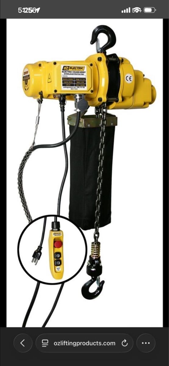 OZ Lifting 30’ 1 Ton Electric Chainfall