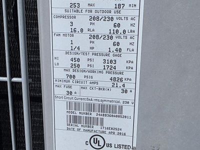 Air Conditioner Condenser Unit 410A, 3 phase, 5 ton, works good.
