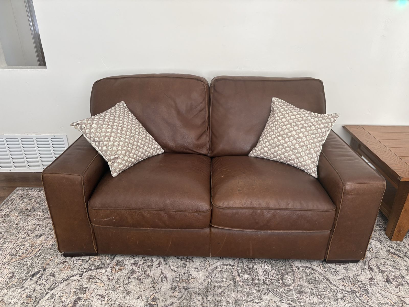Brown Leather Loveseat