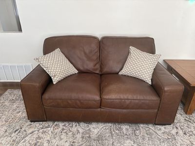 Brown Leather Loveseat