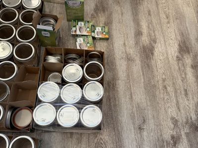 Canning pot and various jars