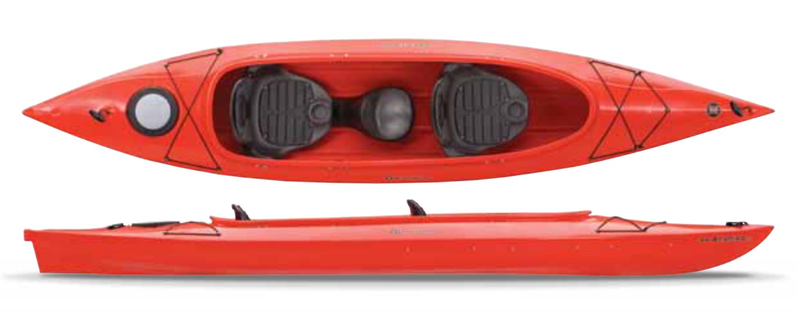 Perception Acadia II 14.0 Tandem Kayak, plus paddles, kid seat, cart, rooftop kayak saddle .