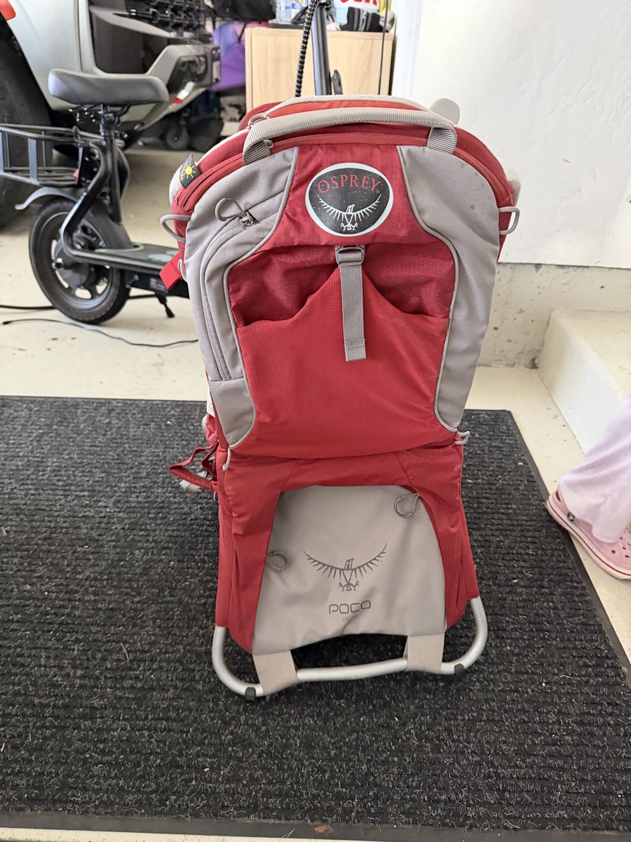 Osprey Poco Plus Child Carrier Red Gray Hiking Backpack