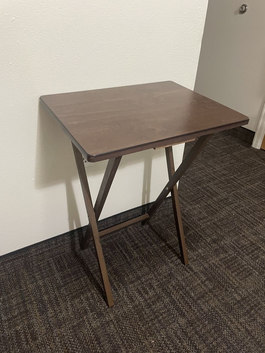 Dark Brown Wood Folding TV Tray Table - Portable & Compact