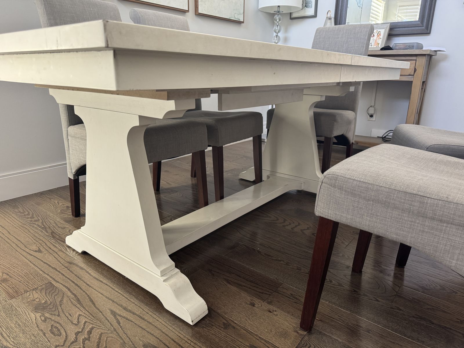 Expandable Farmhouse Dining Table Set w/6 Chairs