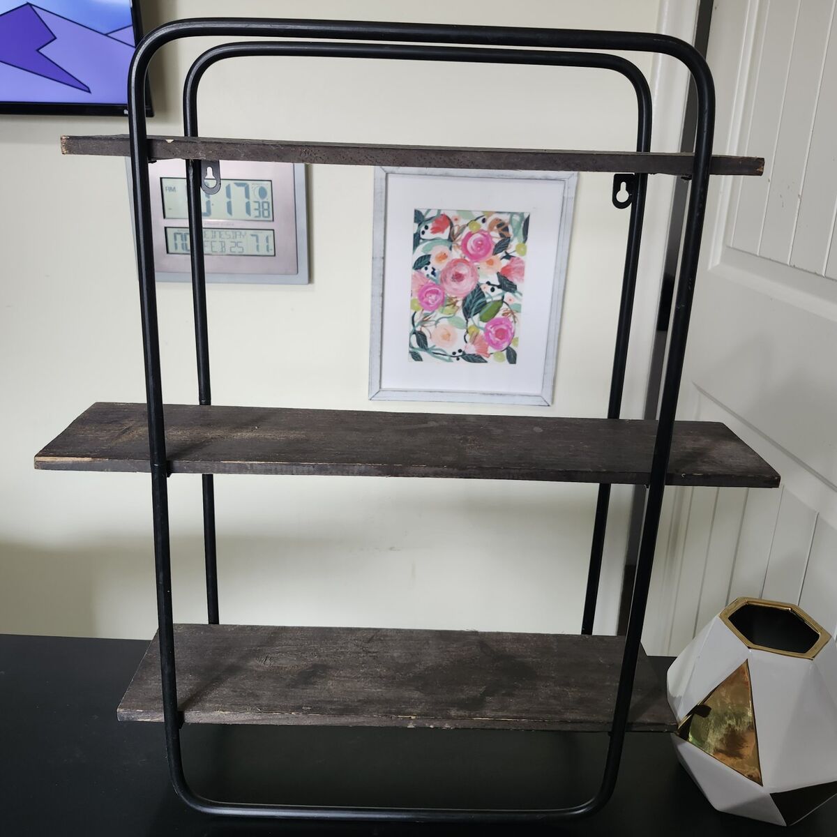 3-Tier Wood & Metal Shelf / Plant Stand