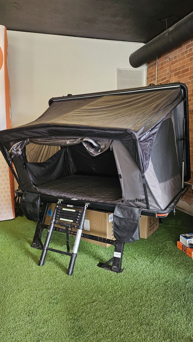 Crafuel Hard Shell Roof Top Tent with Integrated LED Light Strip & Ladder