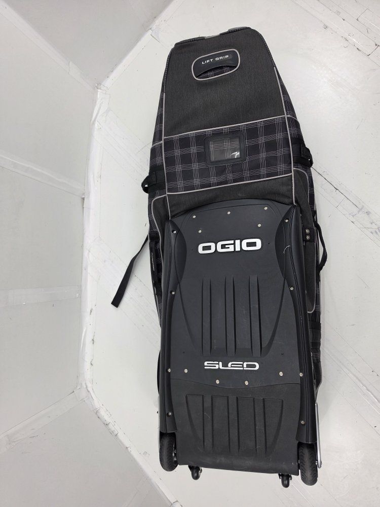 OGIO Mammoth SLED Golf Travel Bag - Black Plaid, Oversized Padded Top, Swivel Wheels