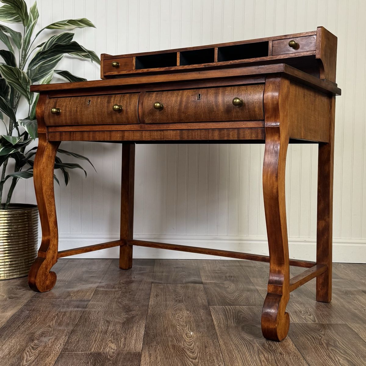 Vintage Mahogany Writing Desk with Raised Gallery Top