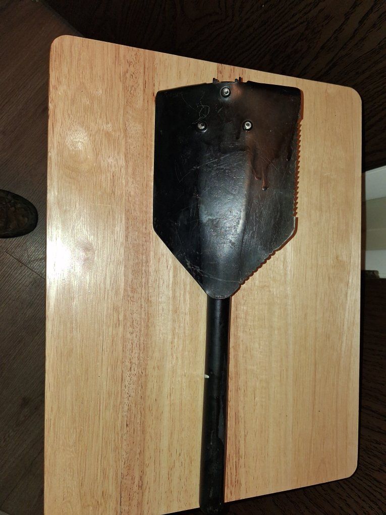 Folding Camping Shovel with Pick Tool - Black Metal Entrenching Tool